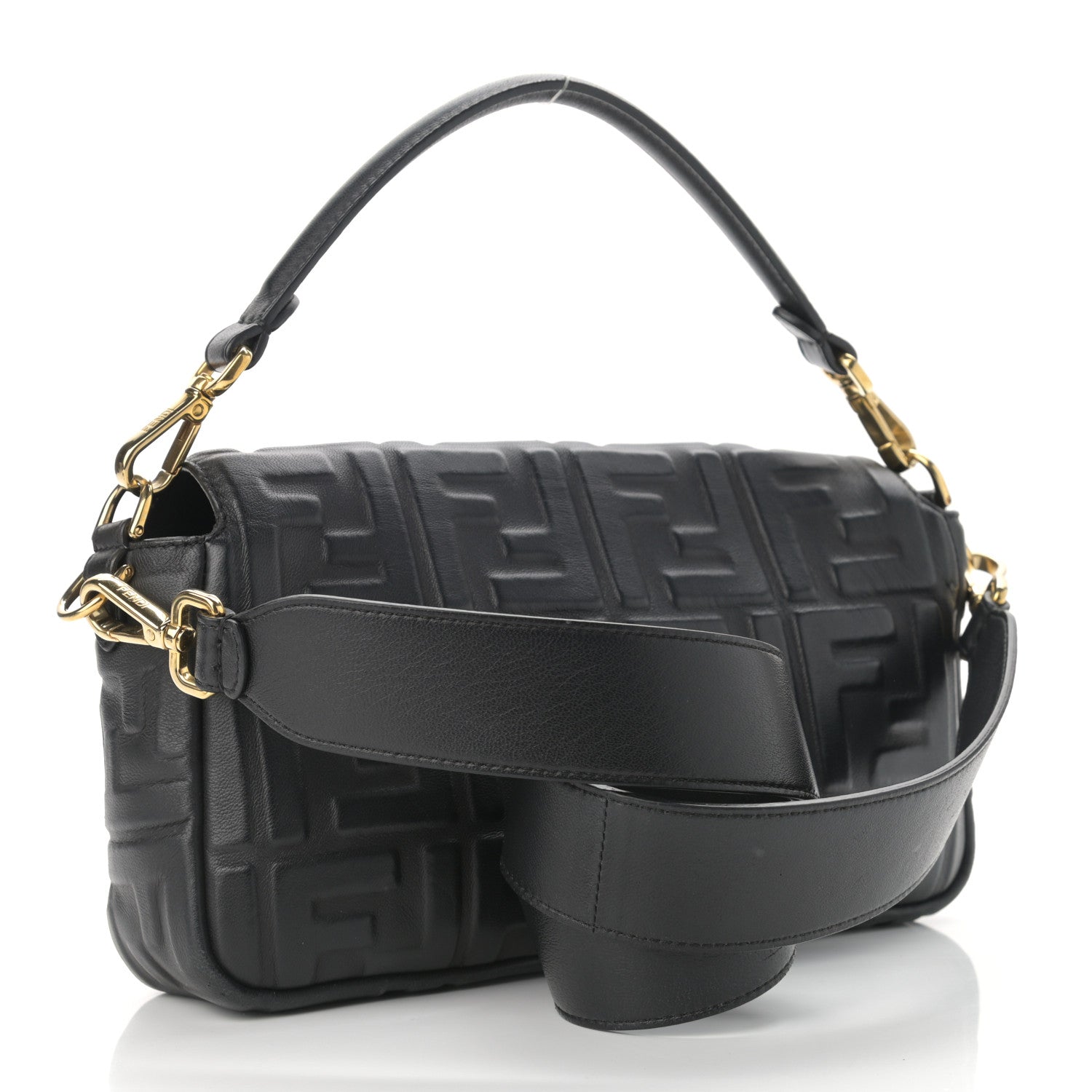 Fendi Nappa FF 1974 Embossed Baguette Black 3 of 10