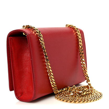 Saint Laurent Grain De Poudre Small Monogram Kate Satchel Red 3 of 11