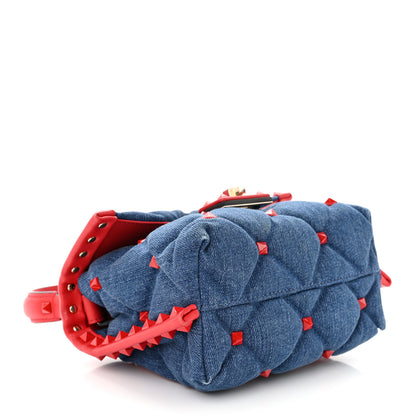Valentino Garavani Denim Mini Candystud Top Handle Bag Blue Red 4 of 9