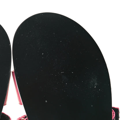 Chanel Stretch Fabric Lambskin CC Flat Sandals 39 Pink Black 8 of 9