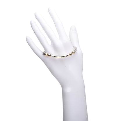 David Yurman Sterling Silver 14K Yellow Gold Diamond 5mm Metro Cable Bracelet 2 of 6