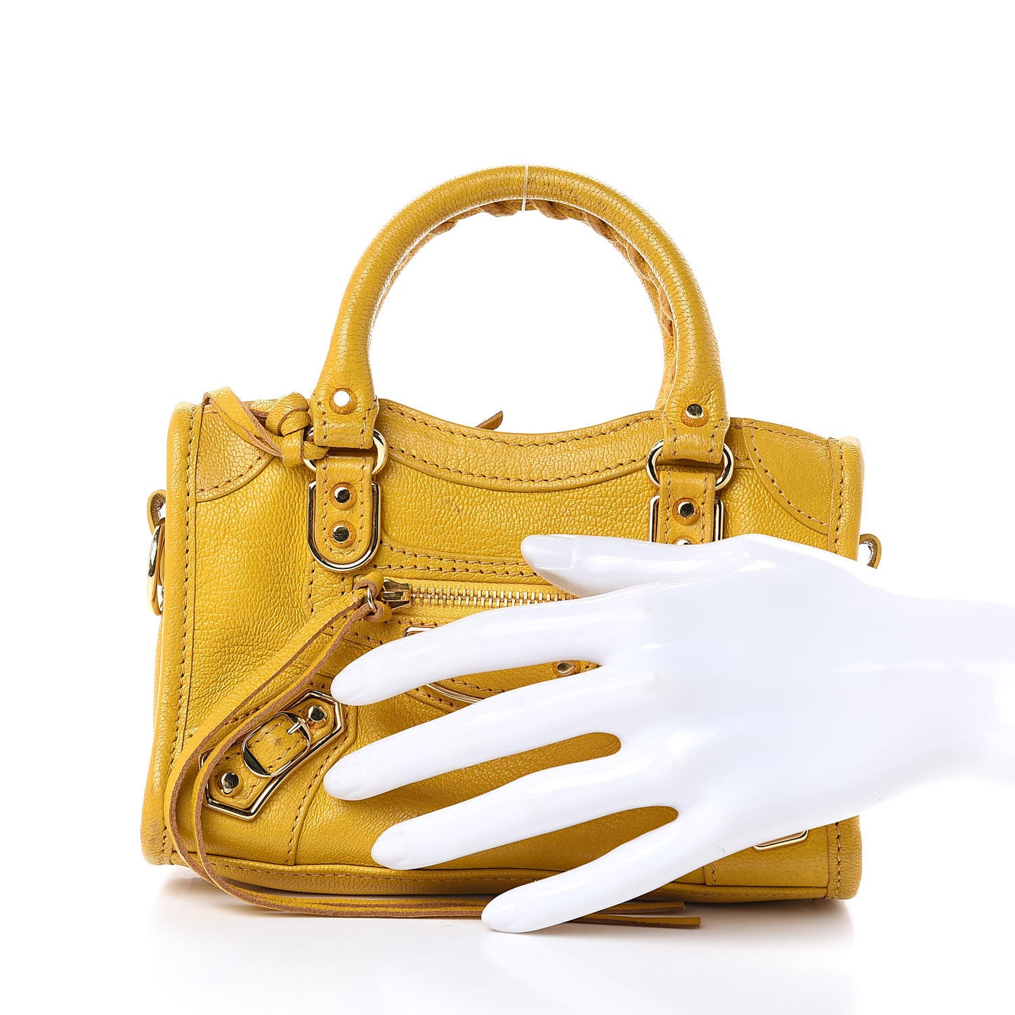 Chevre Silver Metallic Edge Hardware Nano City Jaune Epi