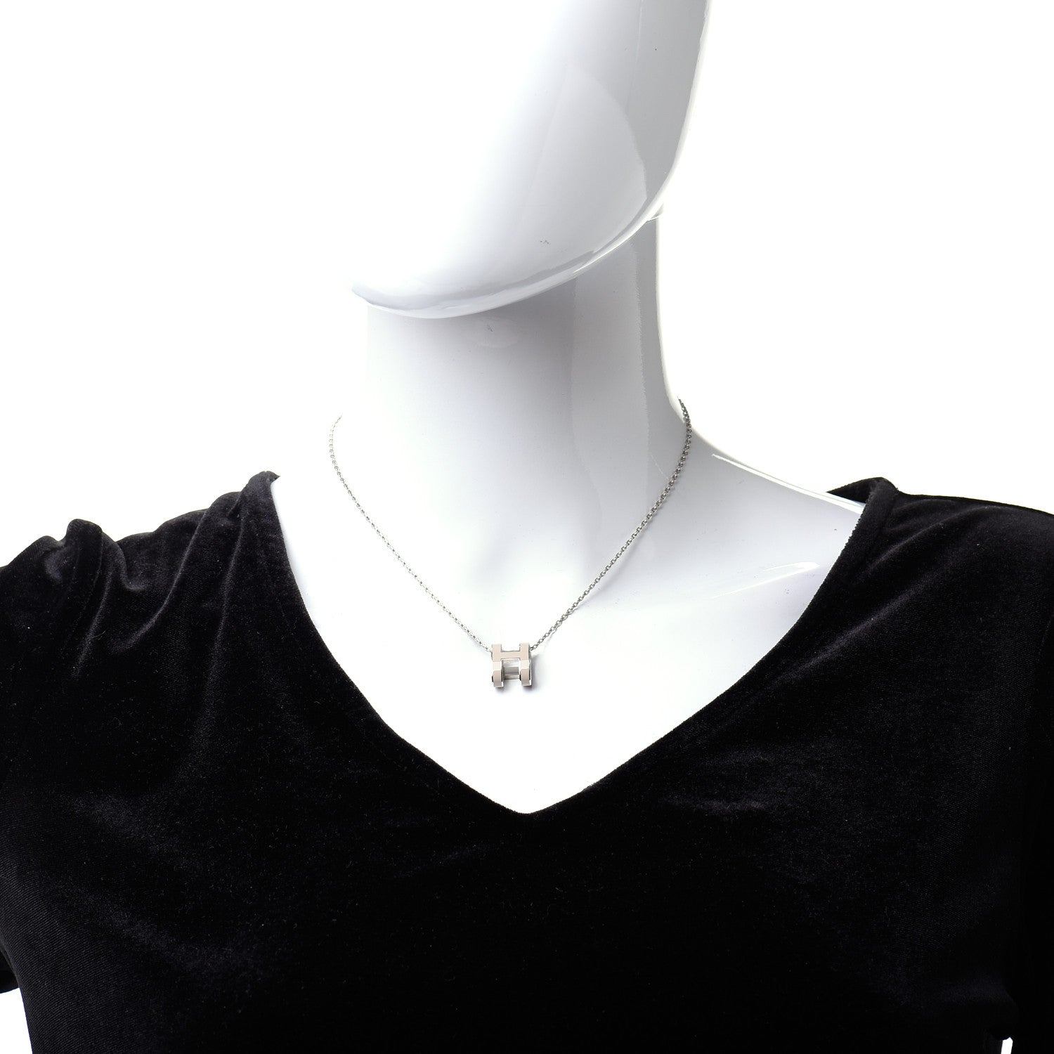 Hermes Palladium Pop H Pendant Necklace Marron Glace 2 of 6