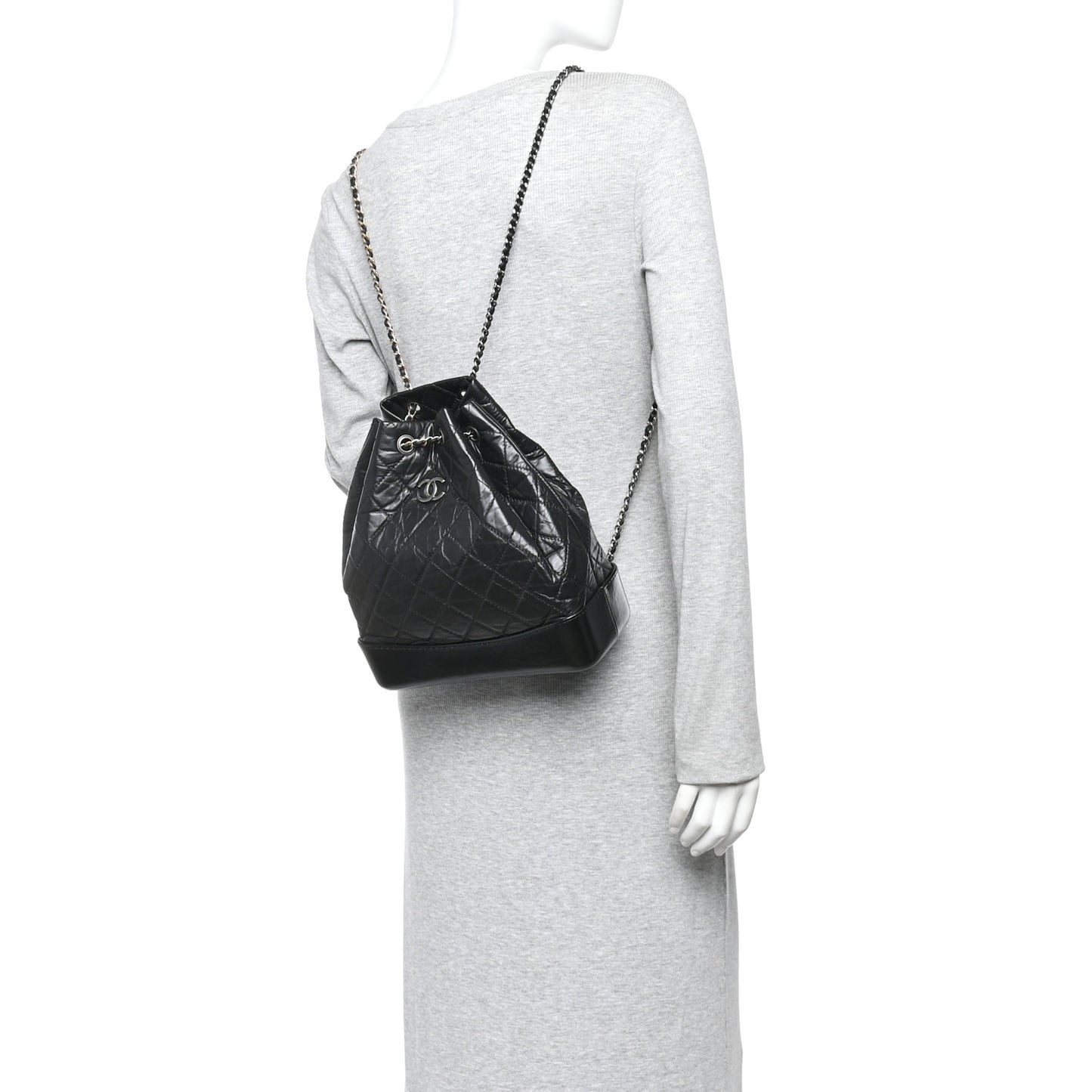 Aged Calfskin Quilted Small Gabrielle Backpack Black