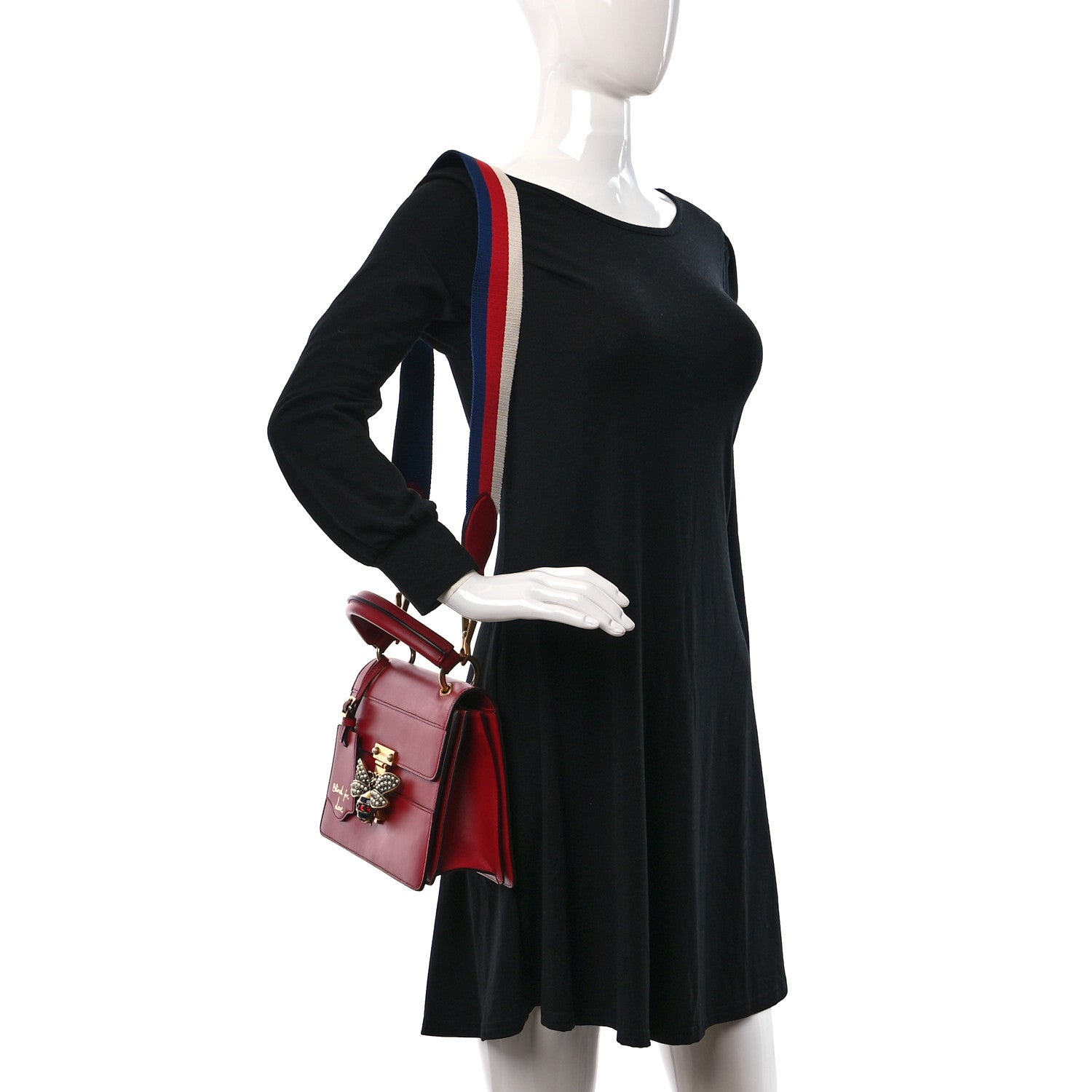 Gucci Calfskin Sylvie Web Small Queen Margaret Top Handle Bag Red 2 of 10