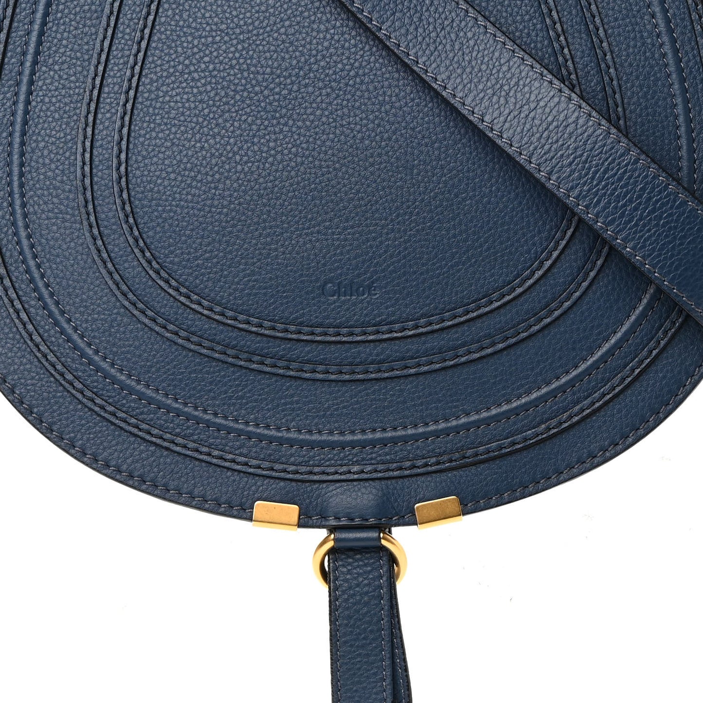 Calfskin Medium Marcie Round Crossbody Bag Royal Navy
