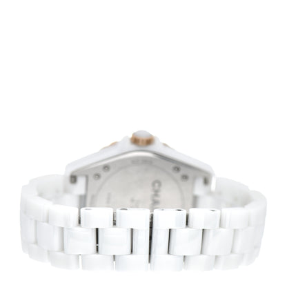 Chanel Stainless Steel 18K Beige Gold Ceramic Diamond 36.5mm J12 Automatic Watch White 3 of 4