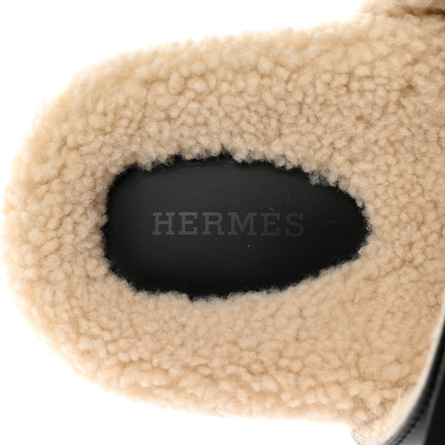 Hermes Calfskin Woolskin Womens Chypre Sandals 36.5 Black Ecru 6 of 13