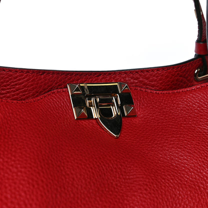 Valentino Garavani Pebbled Calfskin Medium Rockstud Tote Rosso Valentino 11 of 17