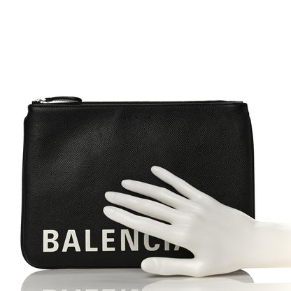 Balenciaga Calfskin Ville Logo Zip Pouch Black 2 of 9
