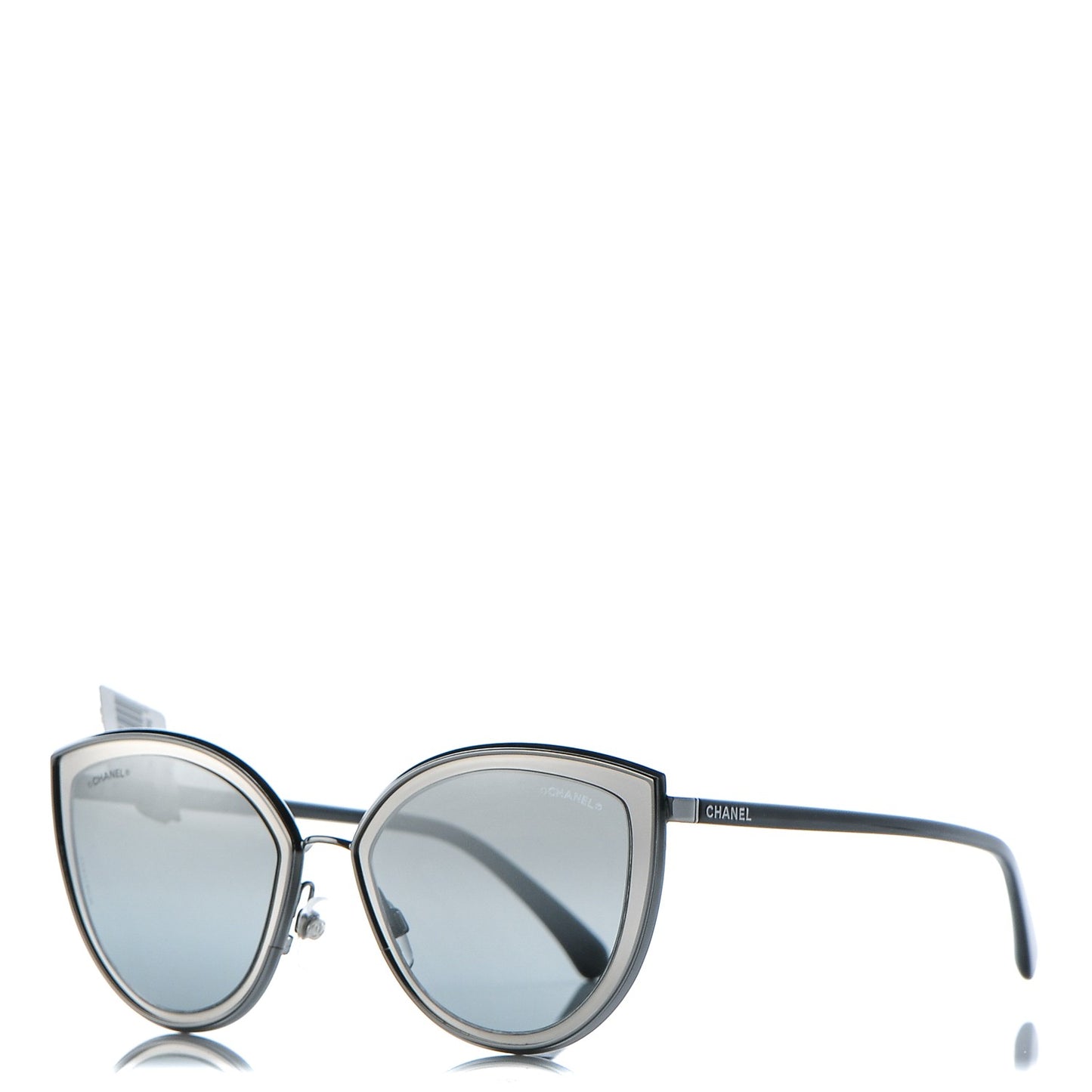 Metal Cat Eye Sunglasses 4222 Silver Black