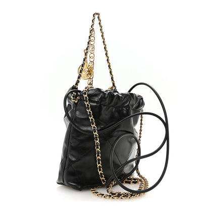 Chanel Shiny Calfskin Quilted Pearl CC Chain Mini Chanel 22 Black 2 of 10