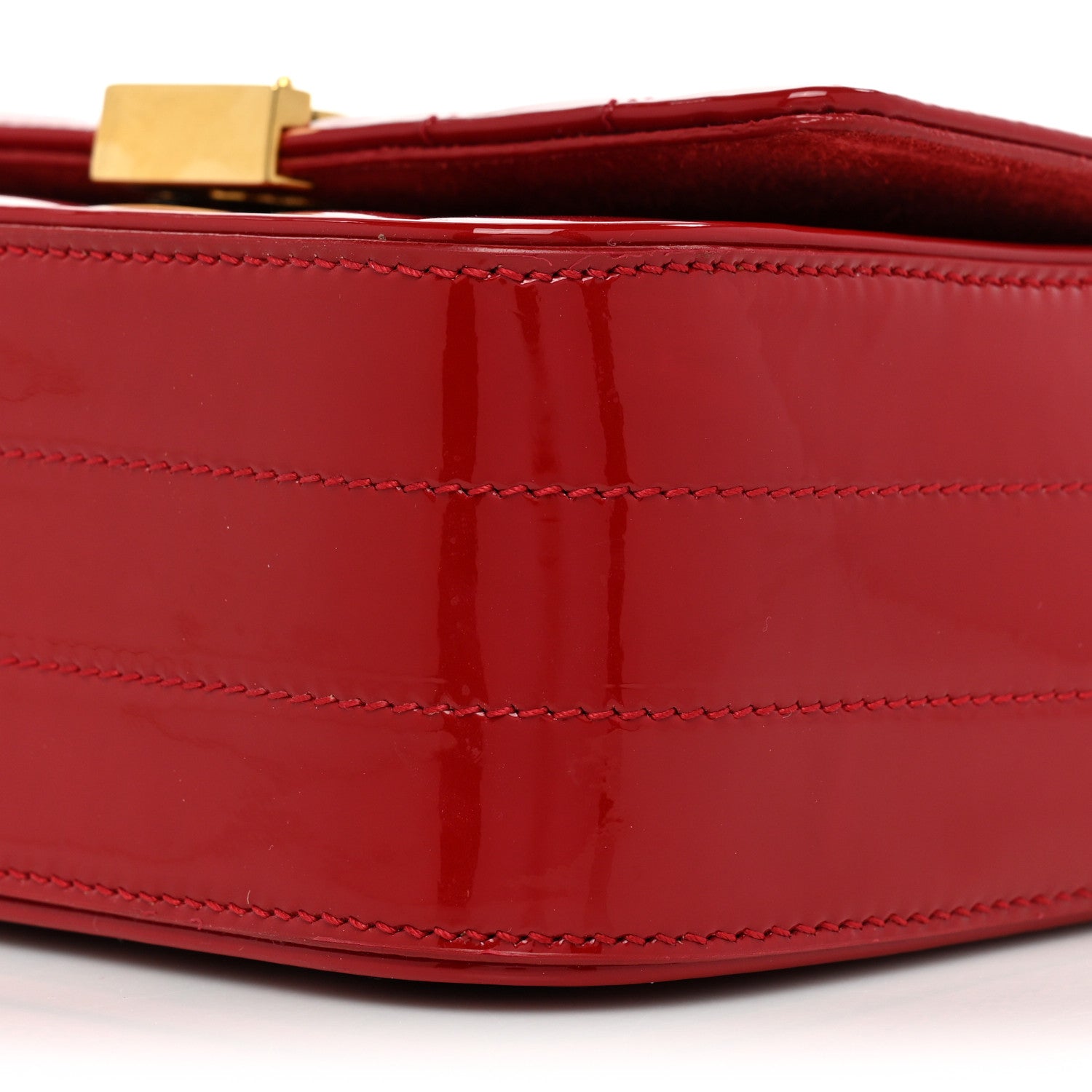 Saint Laurent Patent Matelasse Monogram Small Vicky Chain Bag Red 7 of 16