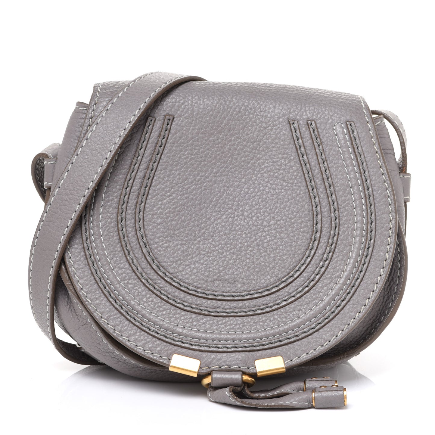 Calfskin Mini Marcie Round Crossbody Bag Cashmere Grey