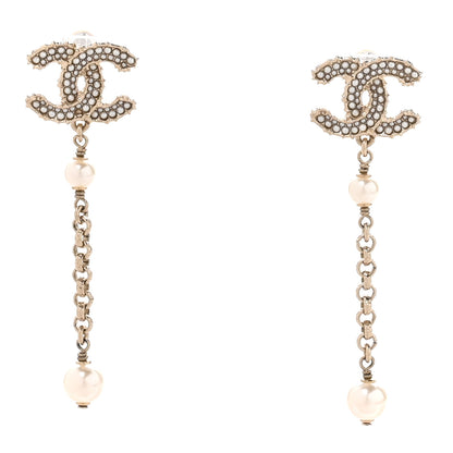 Chanel Pearl CC Chain Drop Earrings Gold 1 of 4