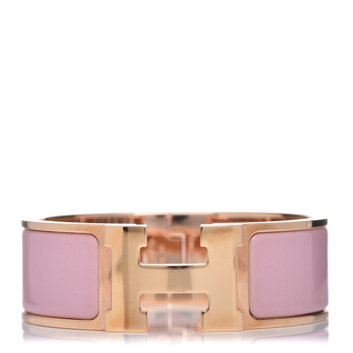 Enamel Wide Clic Clac H PM Bracelet Rose Nacarat