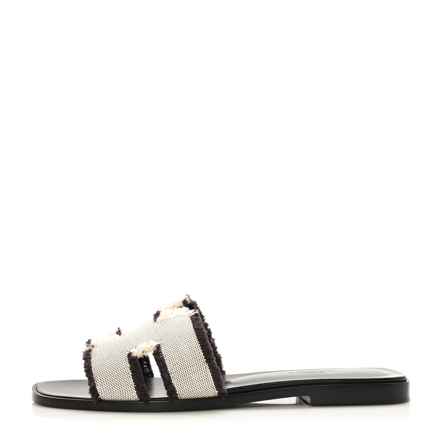 Hermes Toile H Oran Fringe Sandals 37 Prunoir 1 of 9