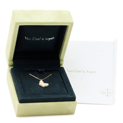 Van Cleef & Arpels 18K Yellow Gold Mother of Pearl Sweet Alhambra Butterfly Pendant Necklace 6 of 6