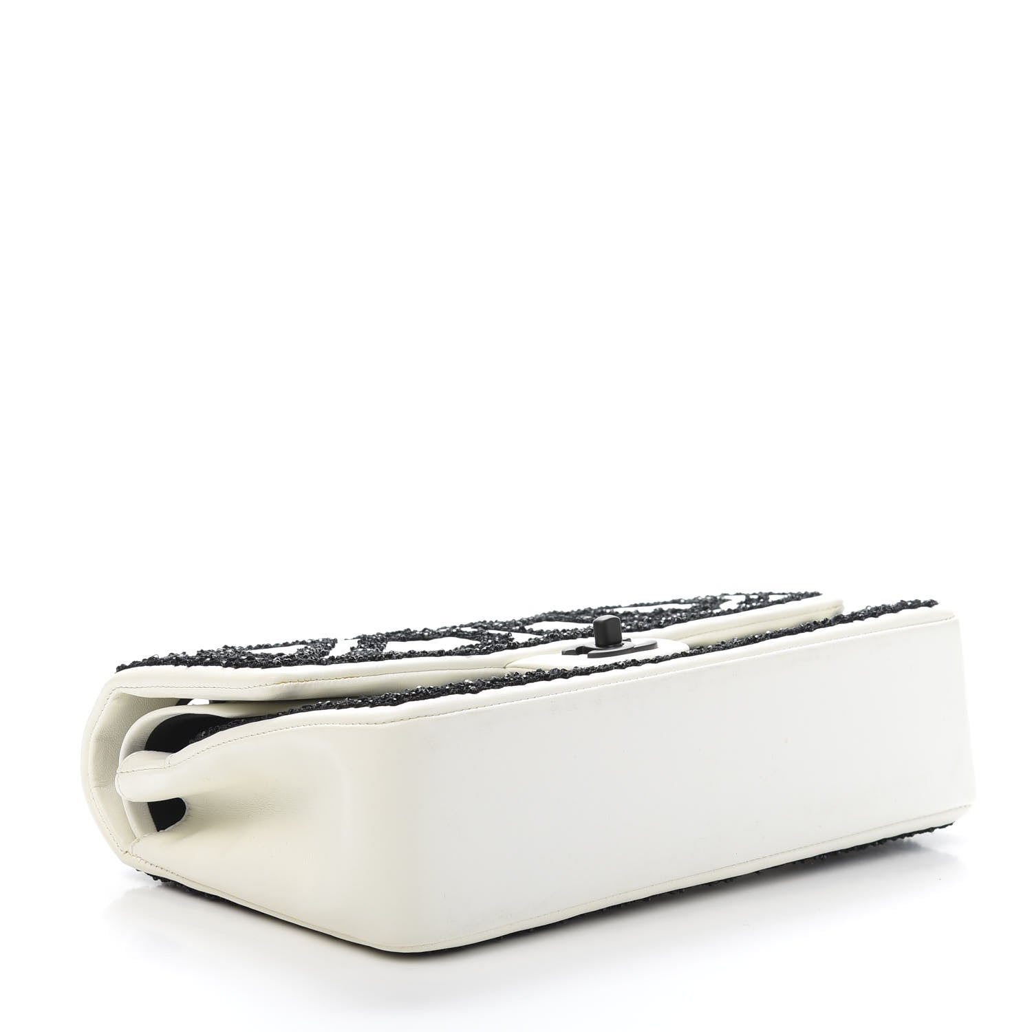 Chanel Lambskin Crystal Embroidered Medium Garden Of Versailles Double Flap Black White 4 of 17