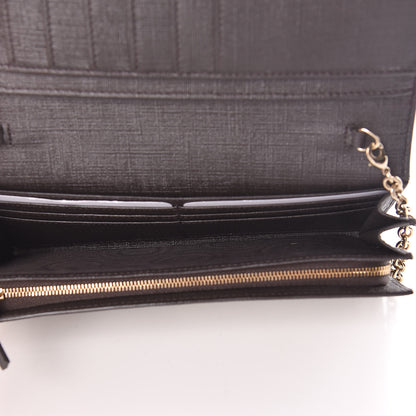Gucci GG Supreme Monogram GG Pierce Chain Clutch Wallet Beige Ebony Black 5 of 10