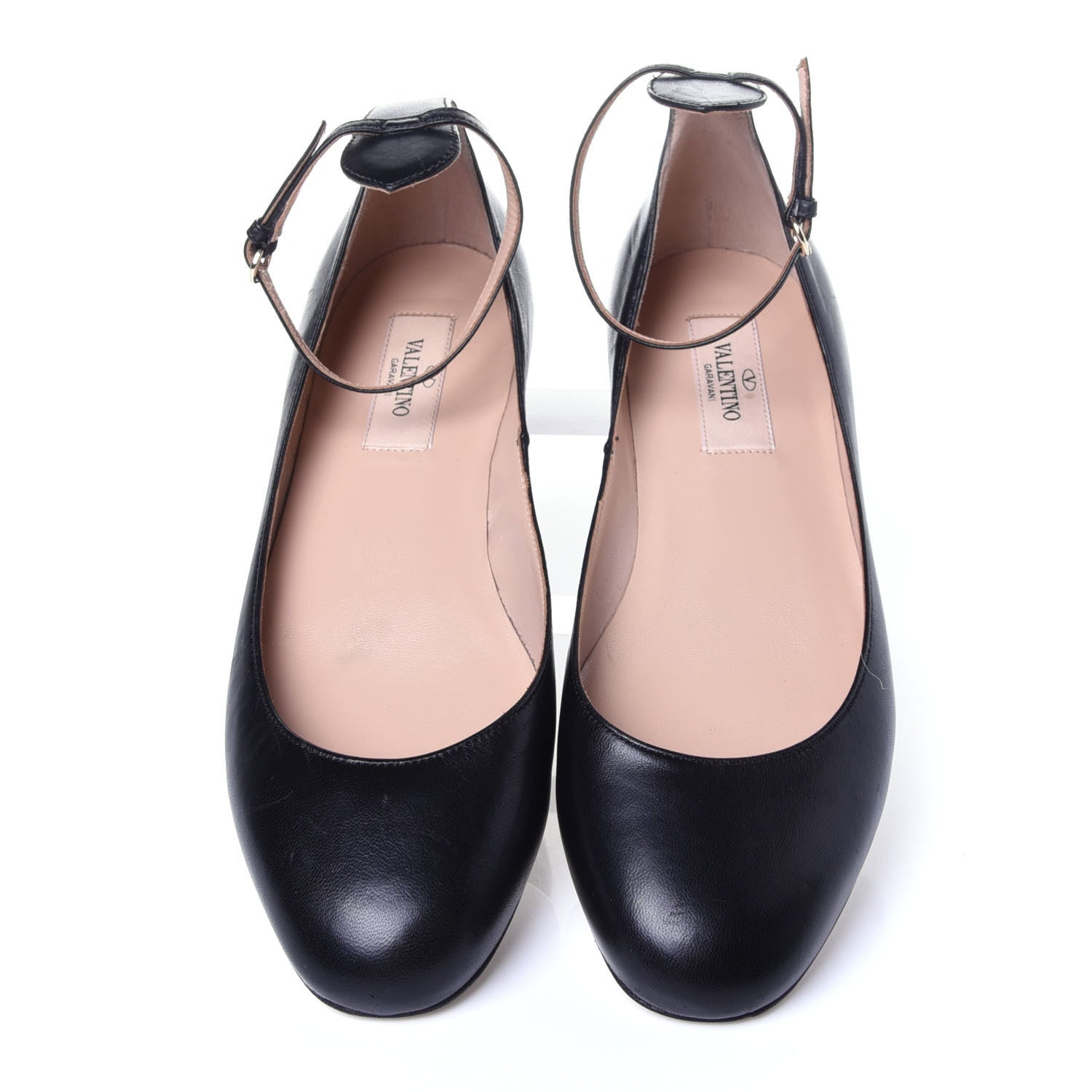 Valentino Garavani Calfskin Ballerina Ankle Strap Flats 36 Black 5 of 11