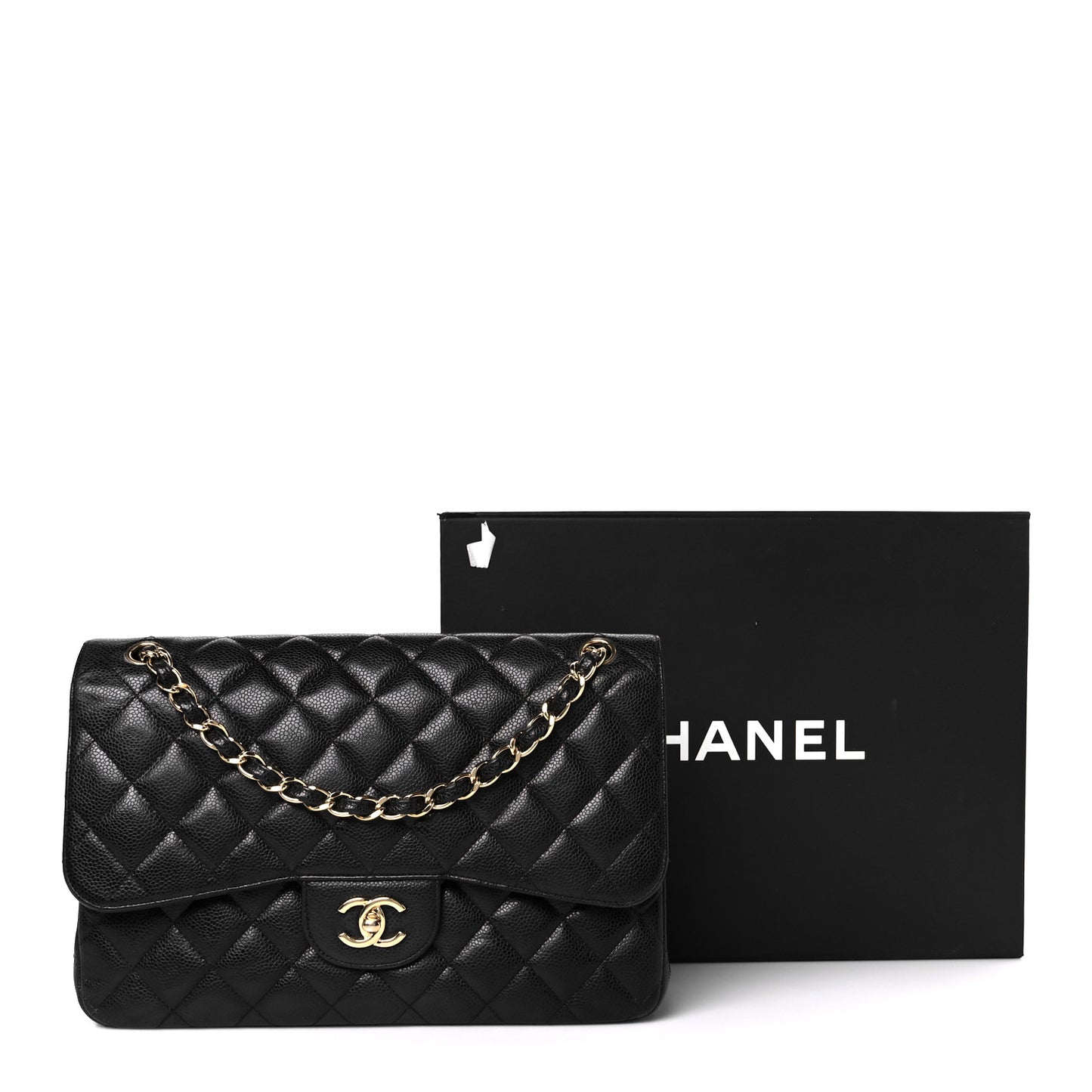 Caviar Quilted Jumbo Double Flap Black