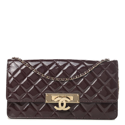 Chanel Patent Quilted Golden Class Wallet on Chain WOC Burgundy 1 of 11