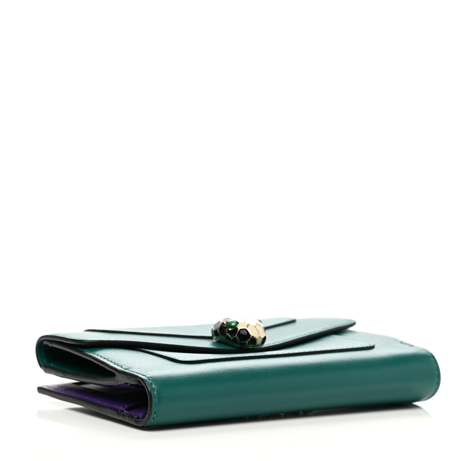 Bulgari Calfskin Serpenti Forever Bi-Fold Wallet Emerald Violet Amethyst 4 of 8