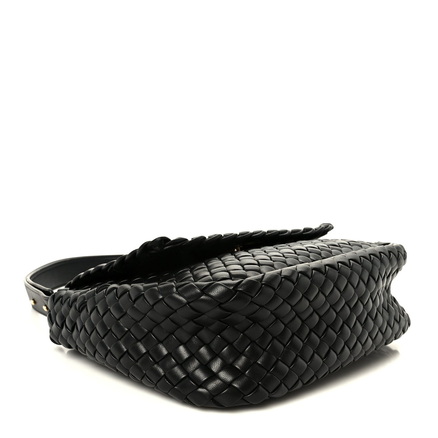Nappa Intrecciato Small Cobble Messenger Bag Black