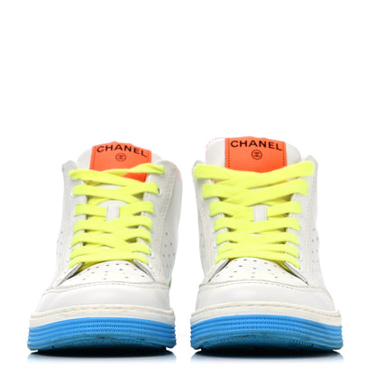 Chanel Calfskin Womens Logo High Top Sneakers 37.5 White Multicolor 2 of 4