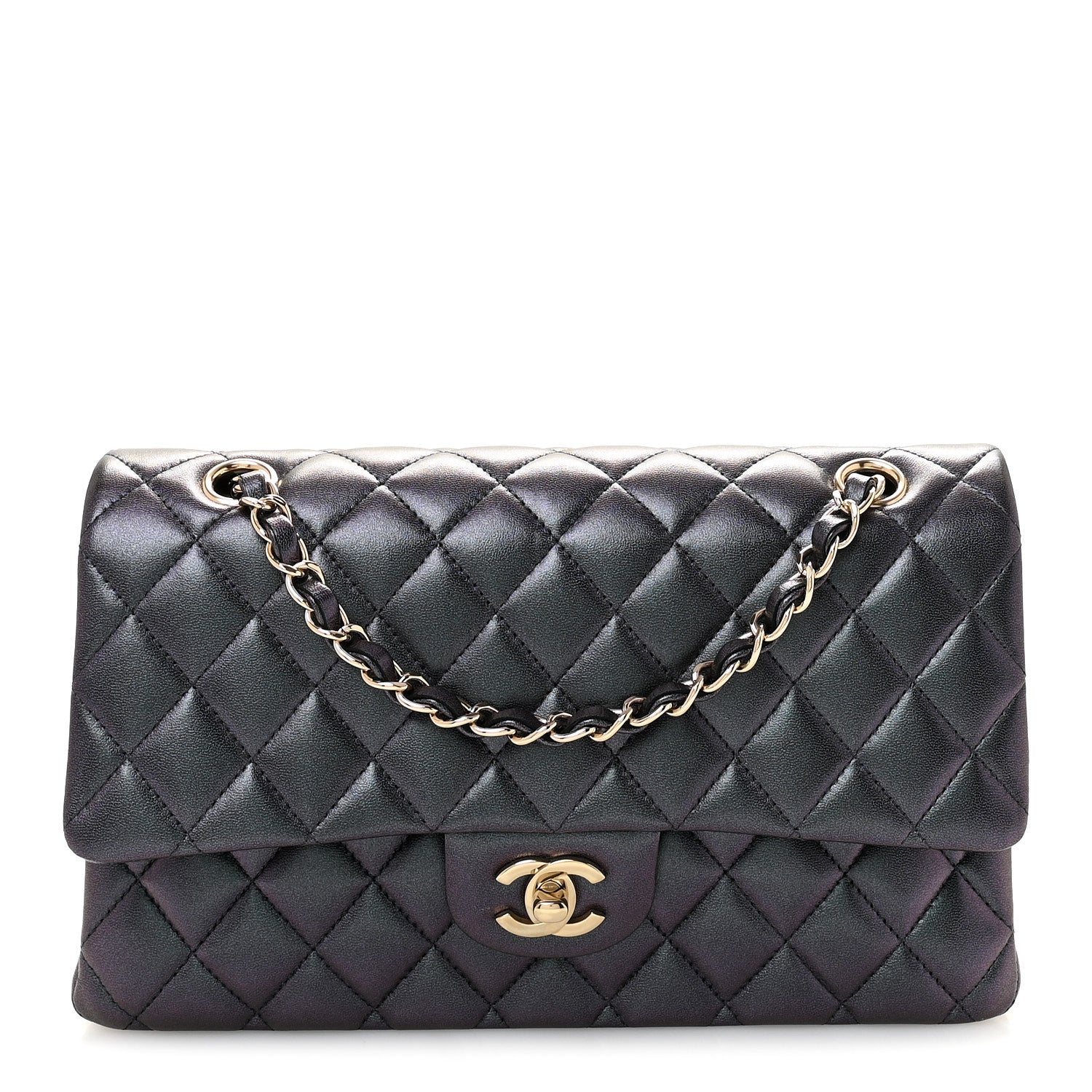 Chanel Iridescent Lambskin Quilted Medium Double Flap Black 1 of 10
