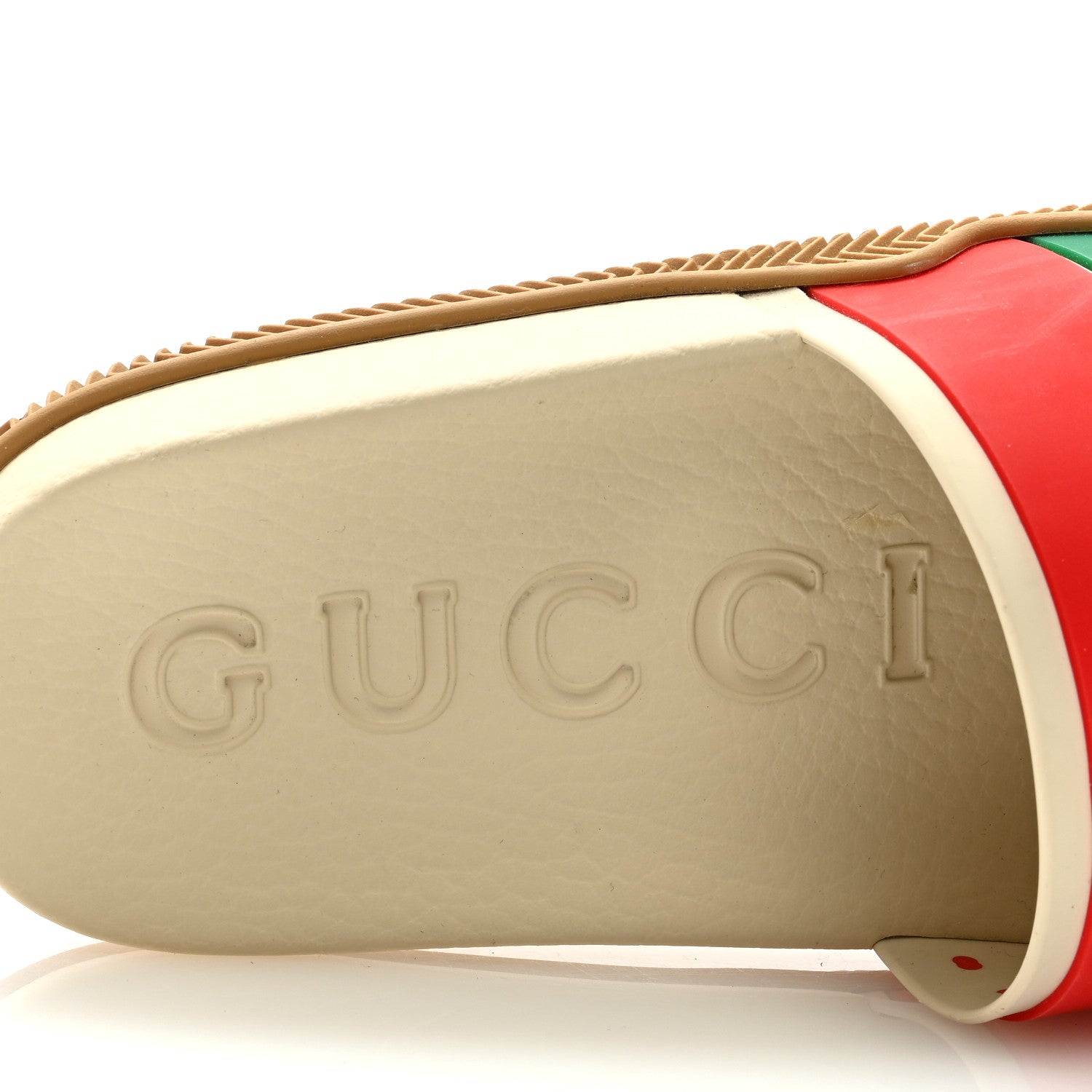 Gucci Rubber Web Womens Interlocking G Slide Sandals 37 Mystic White Green Red 8 of 9