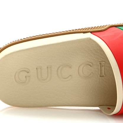 Gucci Rubber Web Womens Interlocking G Slide Sandals 37 Mystic White Green Red 8 of 9