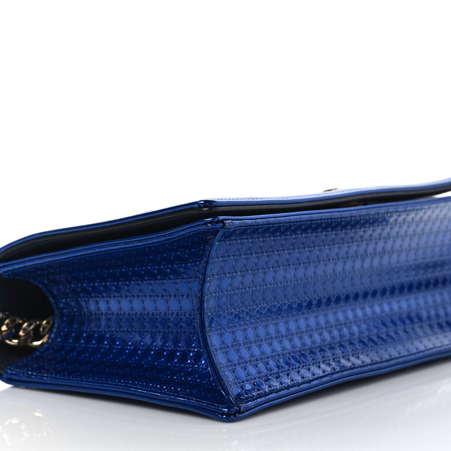 Christian Dior Metallic Patent Micro-Cannage Medium Diorama Flap Bag Blue 7 of 8
