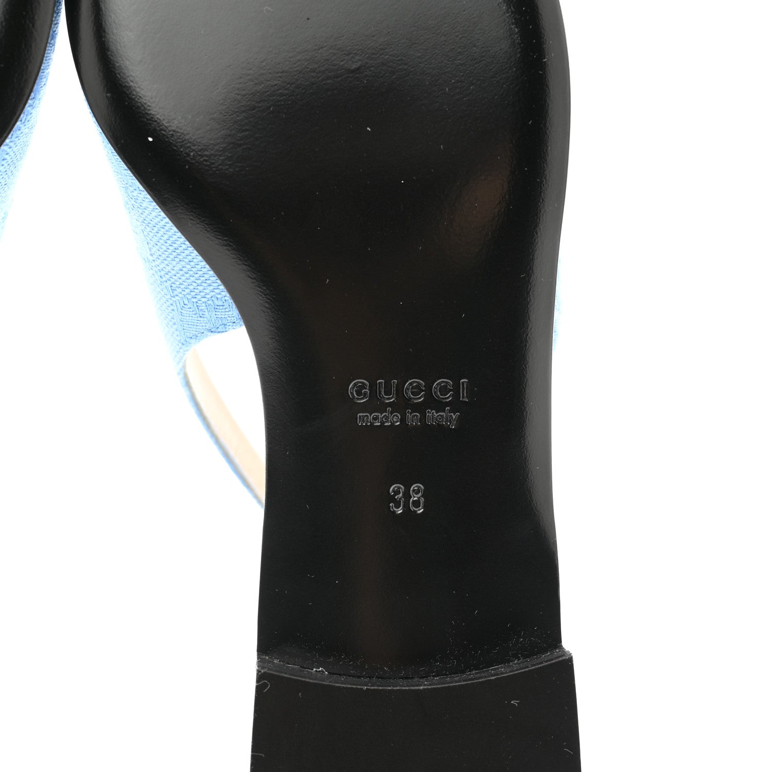 Gucci Canvas GG Monogram Horsebit Womens Slingback Ballet Flat 38 Light Blue 7 of 10