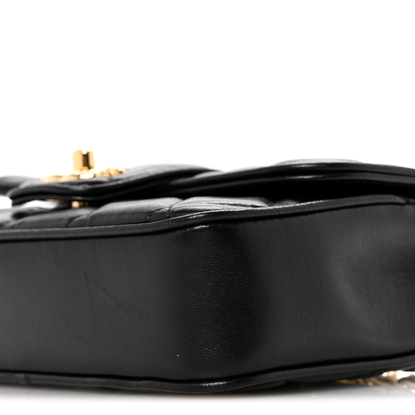 Lambskin Quilted Tab Mini Flap Black