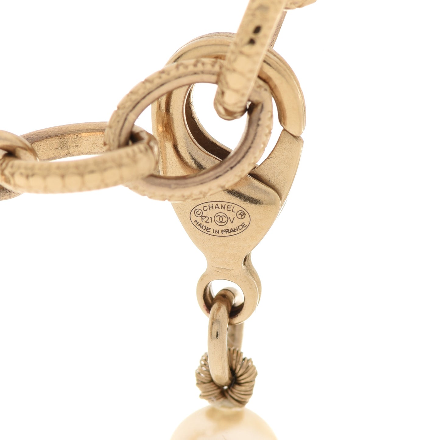 Graduated Pearl Crystal CC Bracelet Gold