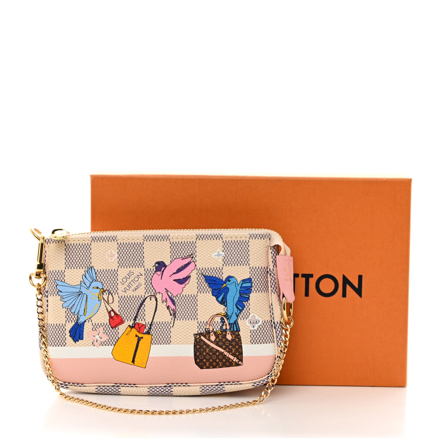 LOUIS VUITTON Damier Azur 2018 Christmas Animation Mini Pochette Accessories