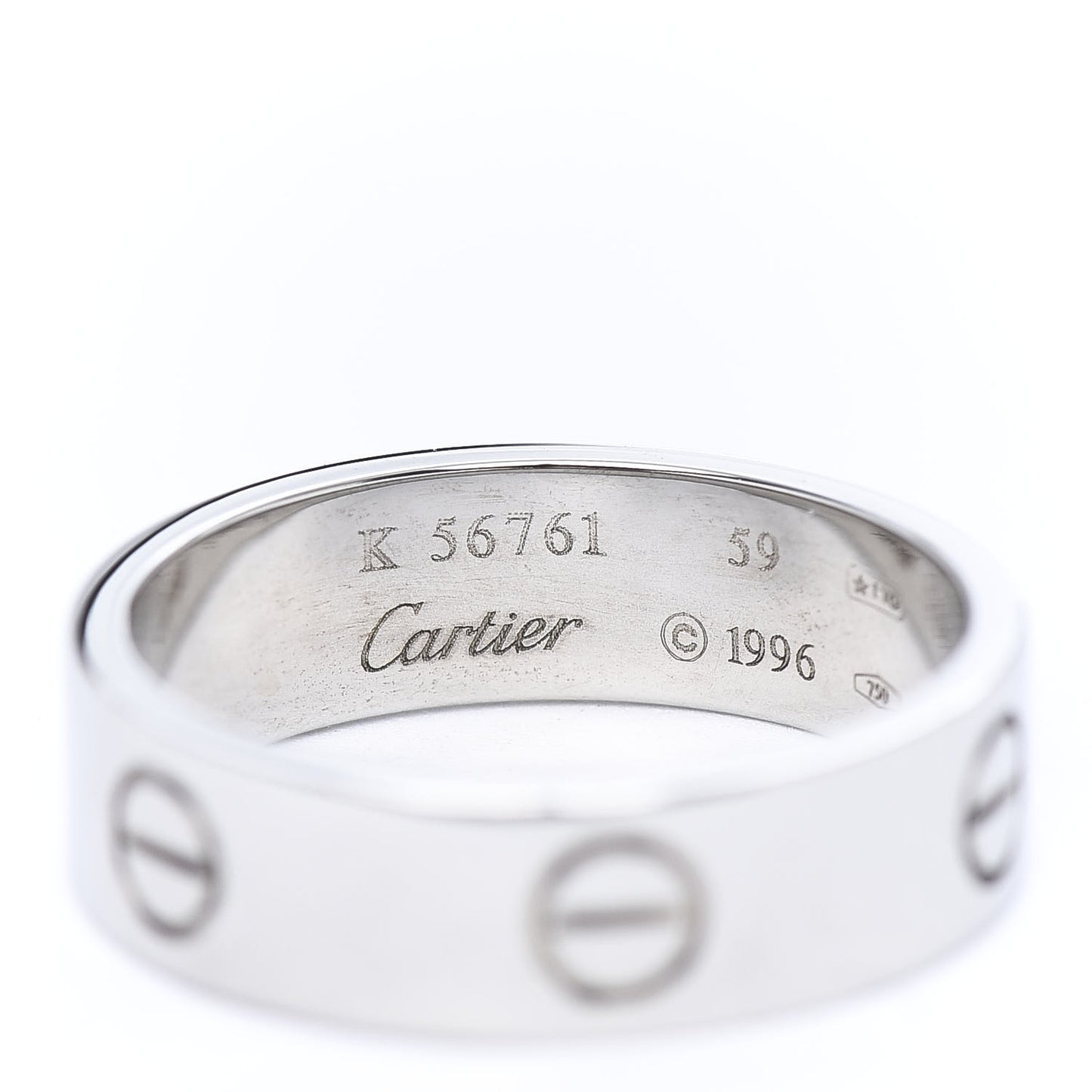18K White Gold 6mm LOVE Ring 59 8.75