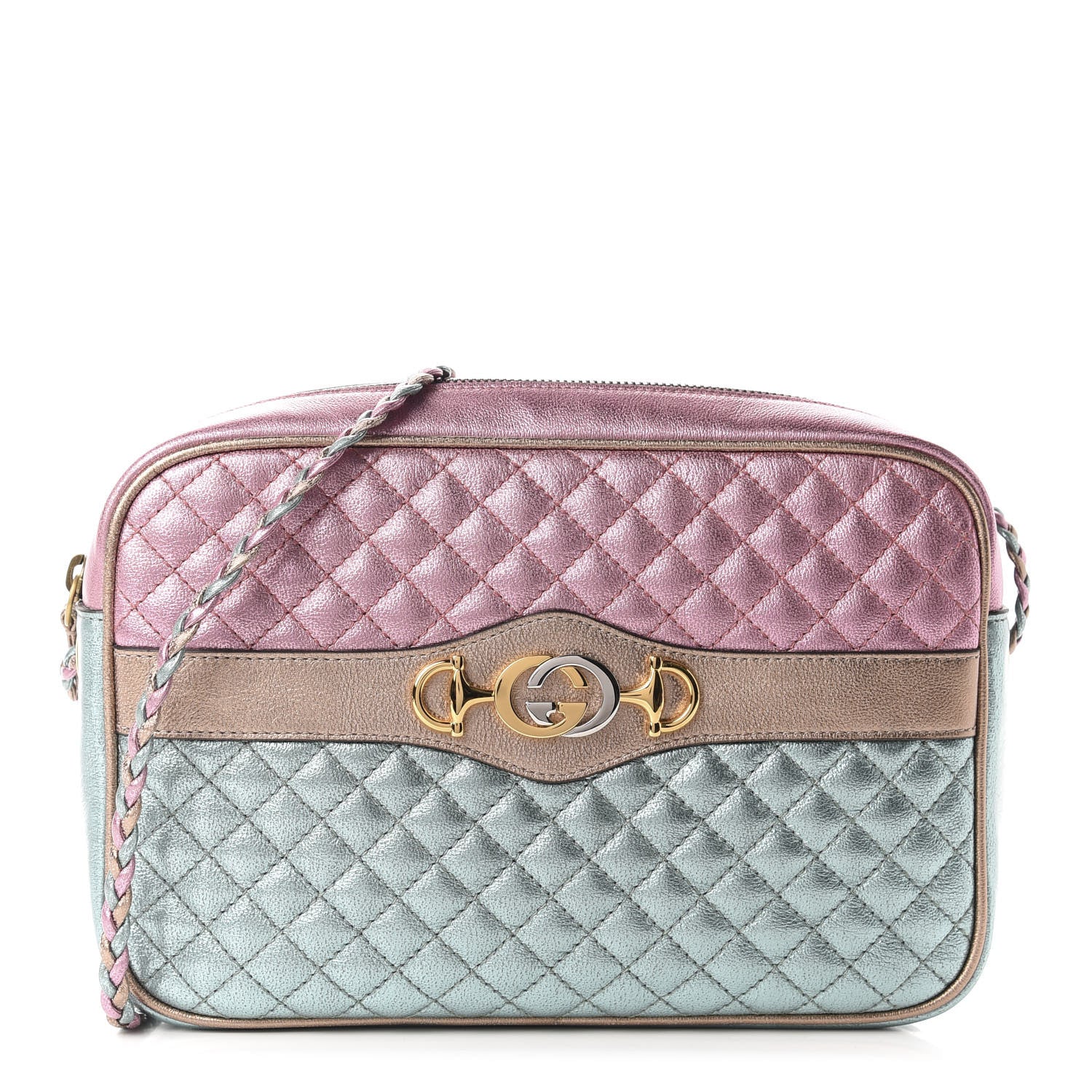 Gucci Laminated Nappa Trapuntata Small Zumi Shoulder Bag Rosa Lago Rame 1 of 10