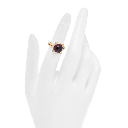 David Yurman 18K Yellow Gold Diamond Garnet 9mm Chatelaine Pave Bezel Ring 48 4.5 2 of 5