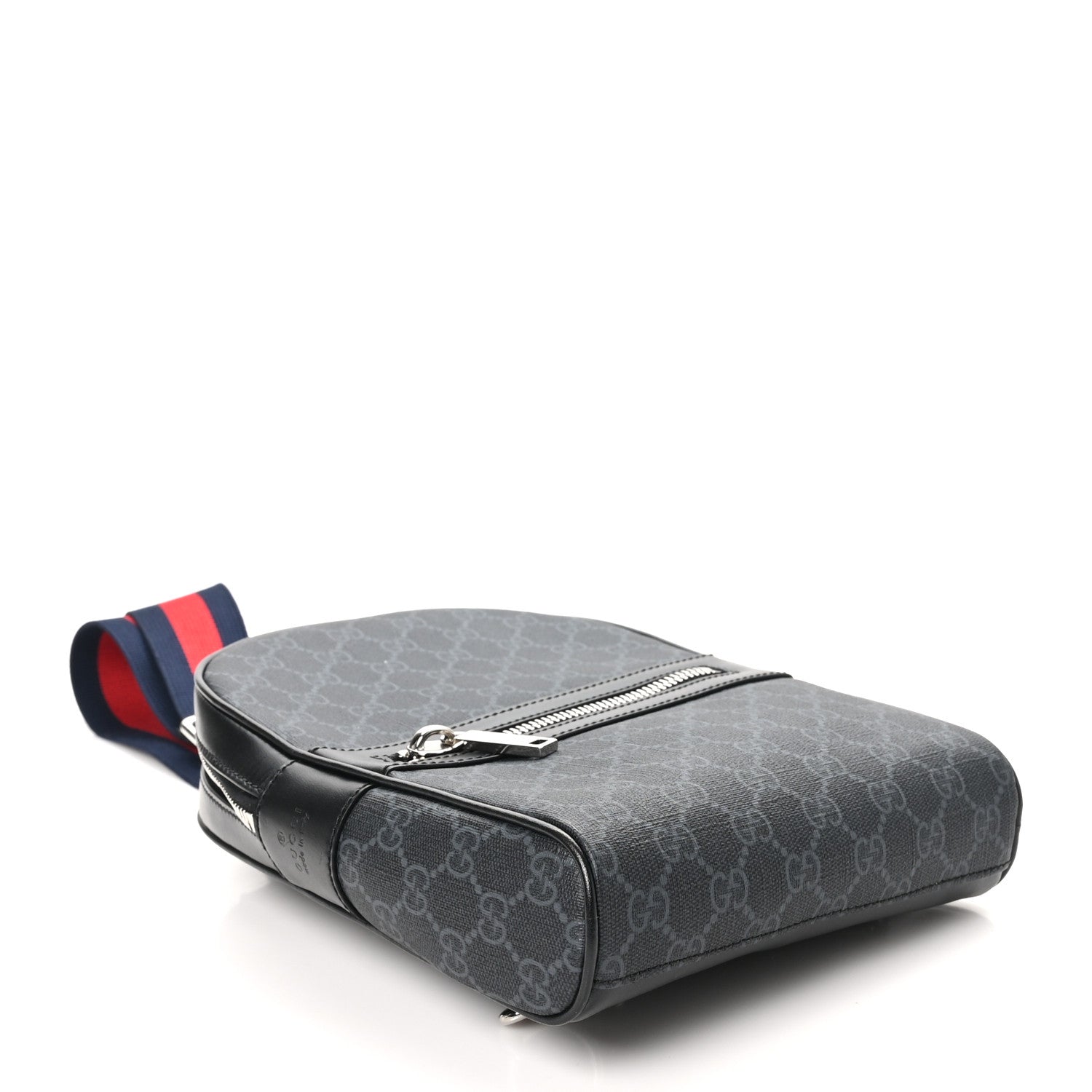 Gucci GG Supreme Monogram Calfskin Web Sling Backpack Black Grey 4 of 10