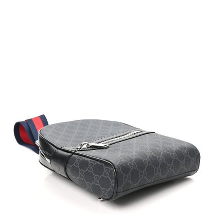 Gucci GG Supreme Monogram Calfskin Web Sling Backpack Black Grey 4 of 10
