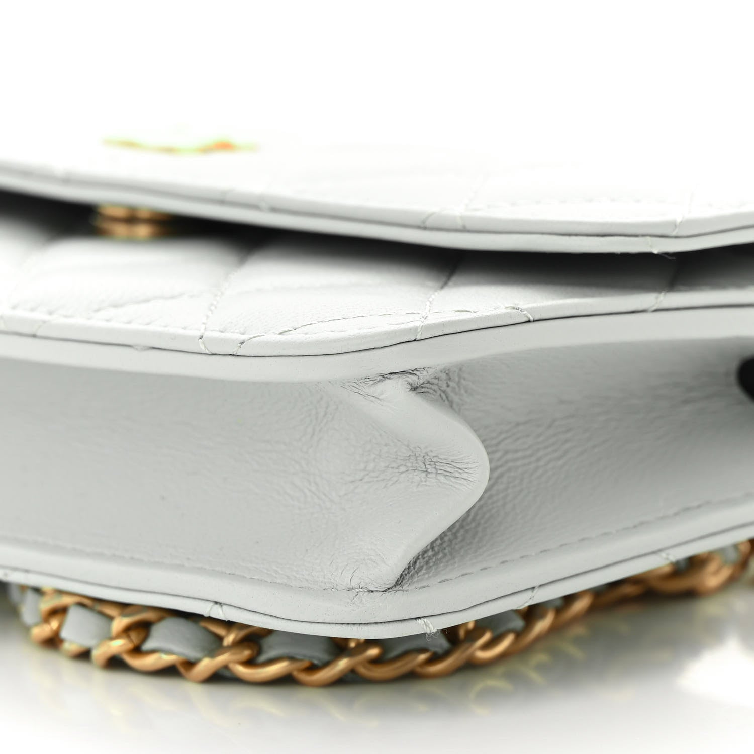 Chanel Lambskin Pearl Crush Quilted Flap Phone Holder With Chain Light Grey 11 of 12