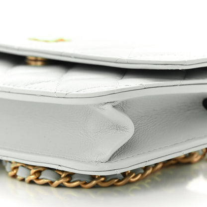 Chanel Lambskin Pearl Crush Quilted Flap Phone Holder With Chain Light Grey 11 of 12