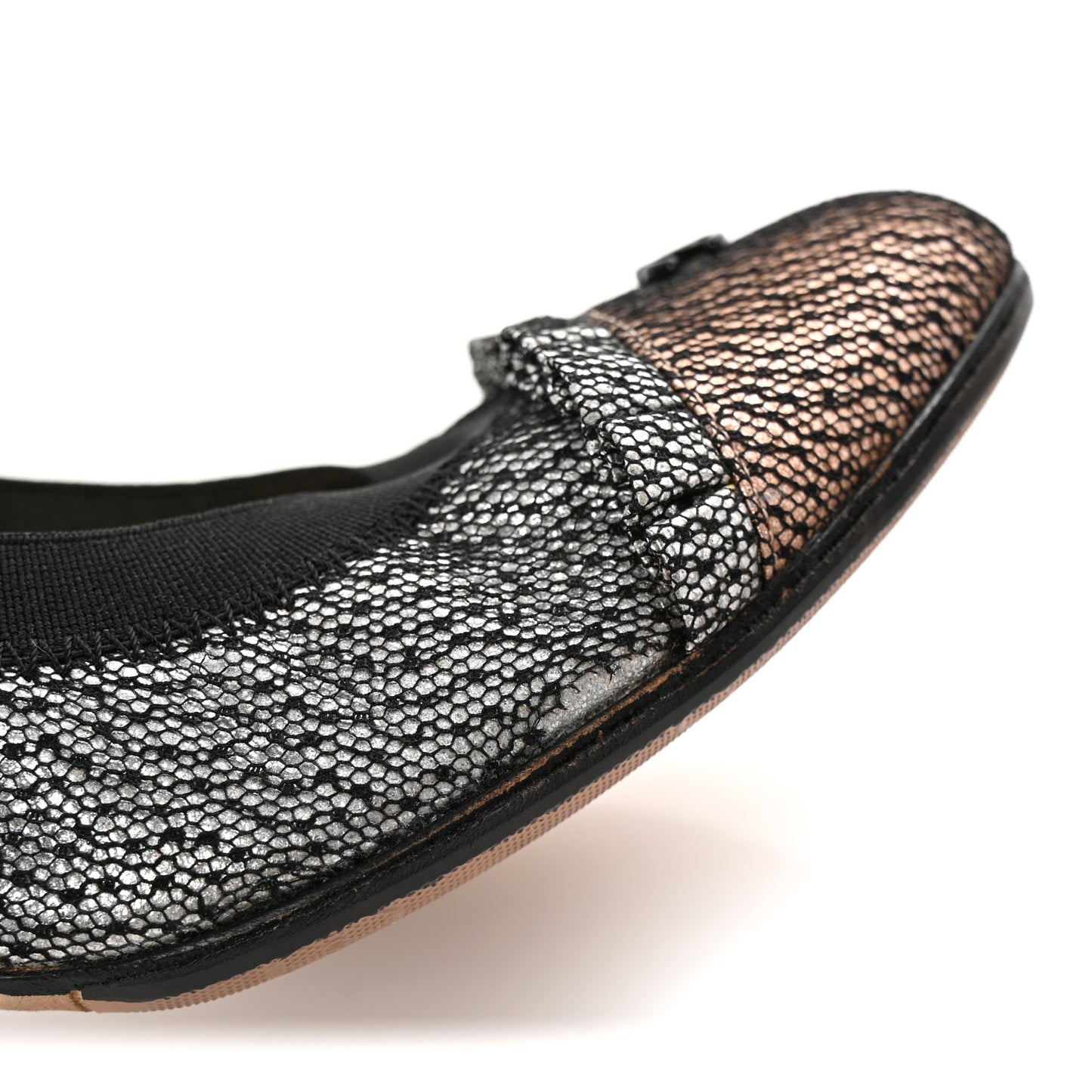 Lace Lambskin CC Elastic Stretch Pumps 39 Black Silver Rose Gold