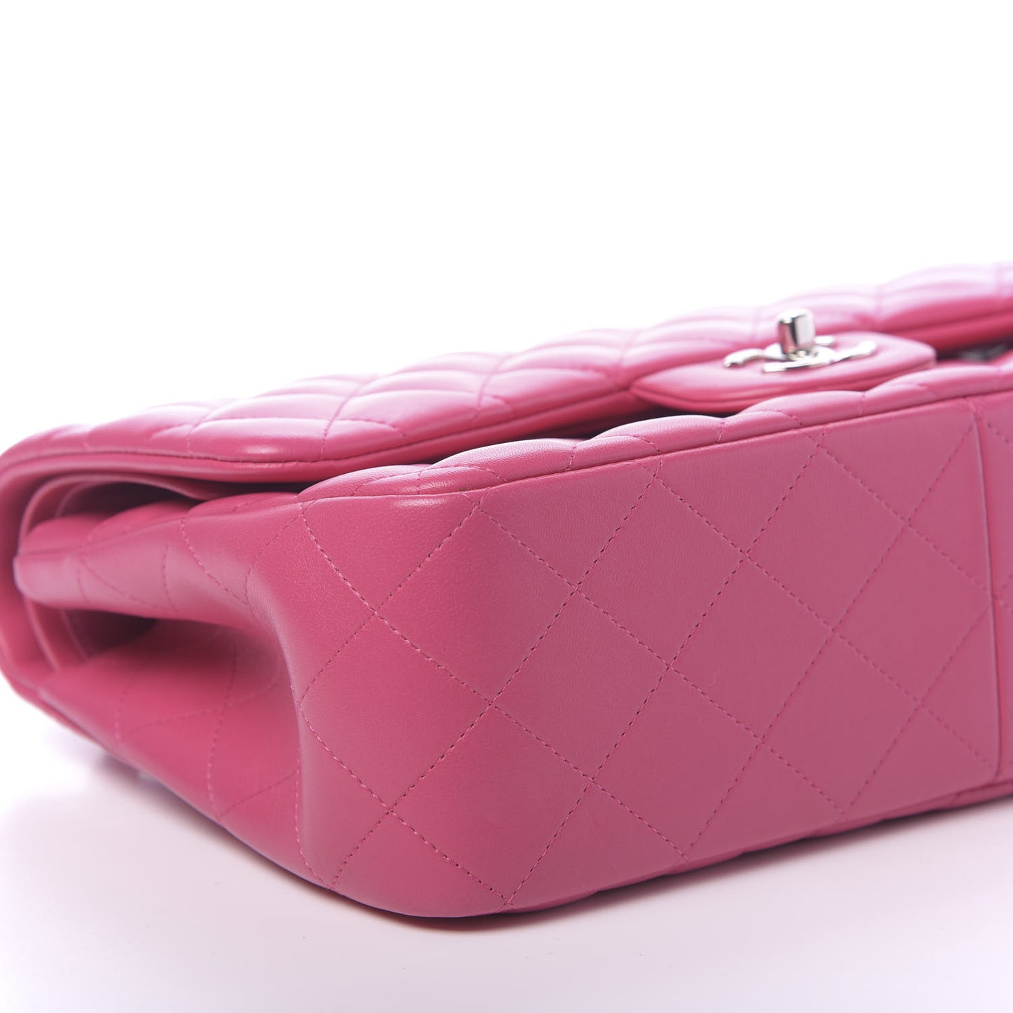 Lambskin Quilted Jumbo Double Flap Fuchsia