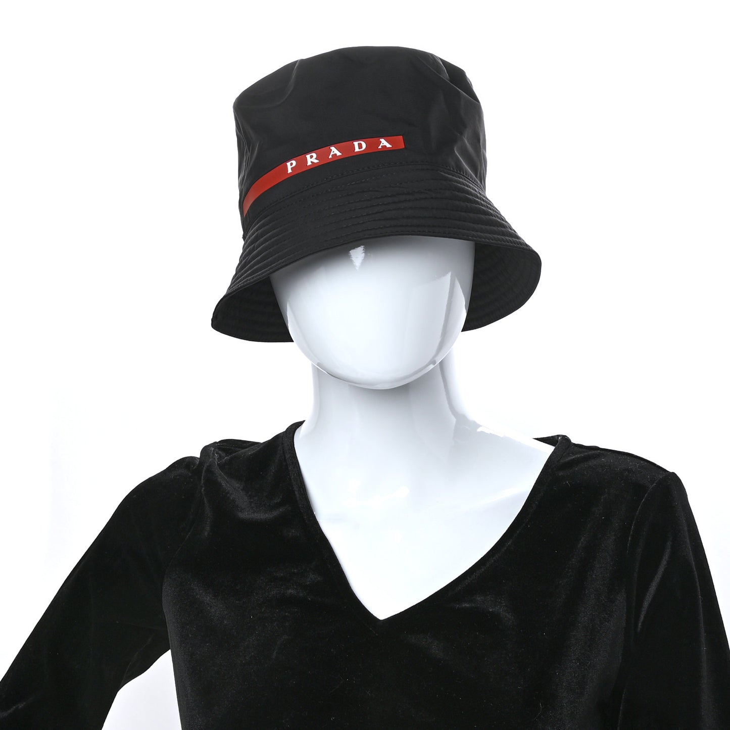 Technical Nylon Linea Rossa Bucket Hat L Black
