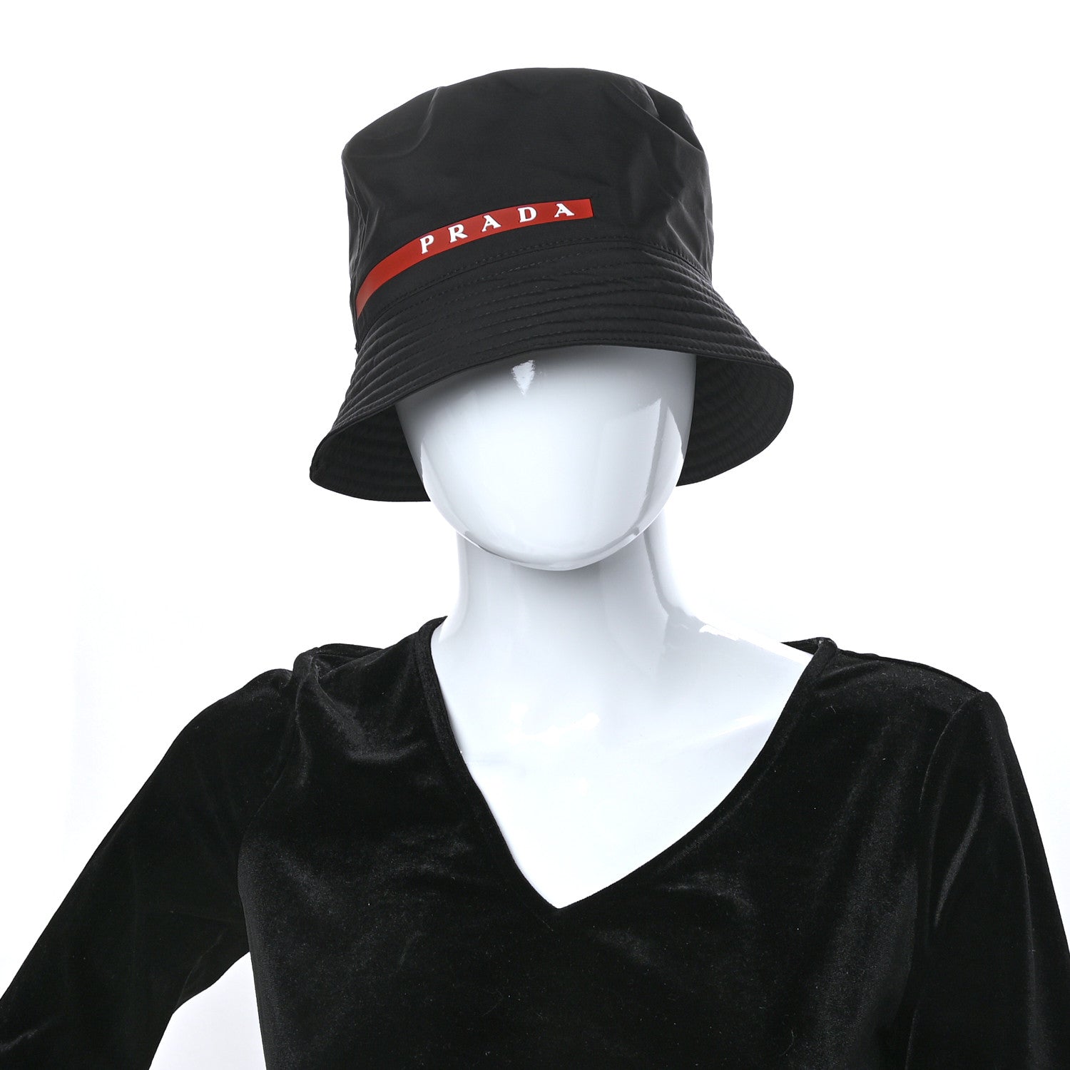 Prada Technical Nylon Linea Rossa Bucket Hat L Black 2 of 8
