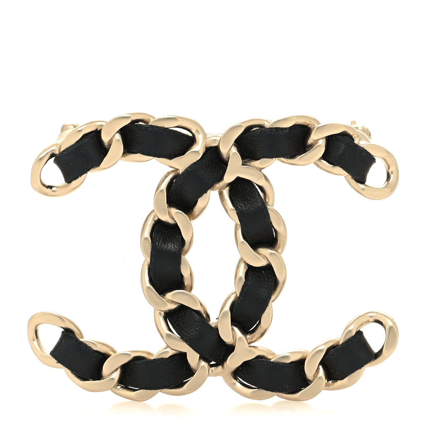 Chanel Lambskin Chain CC Brooch Black Gold 1 of 4